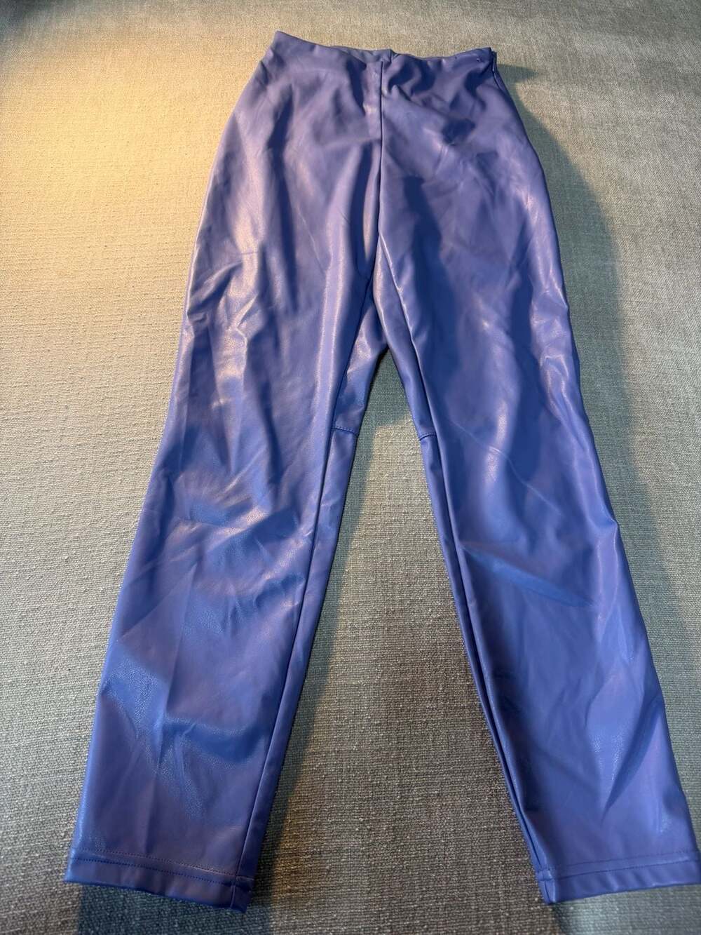 Fabletics Vegan Leather High-Waisted Straight Leg Pants in Bellflower Purple